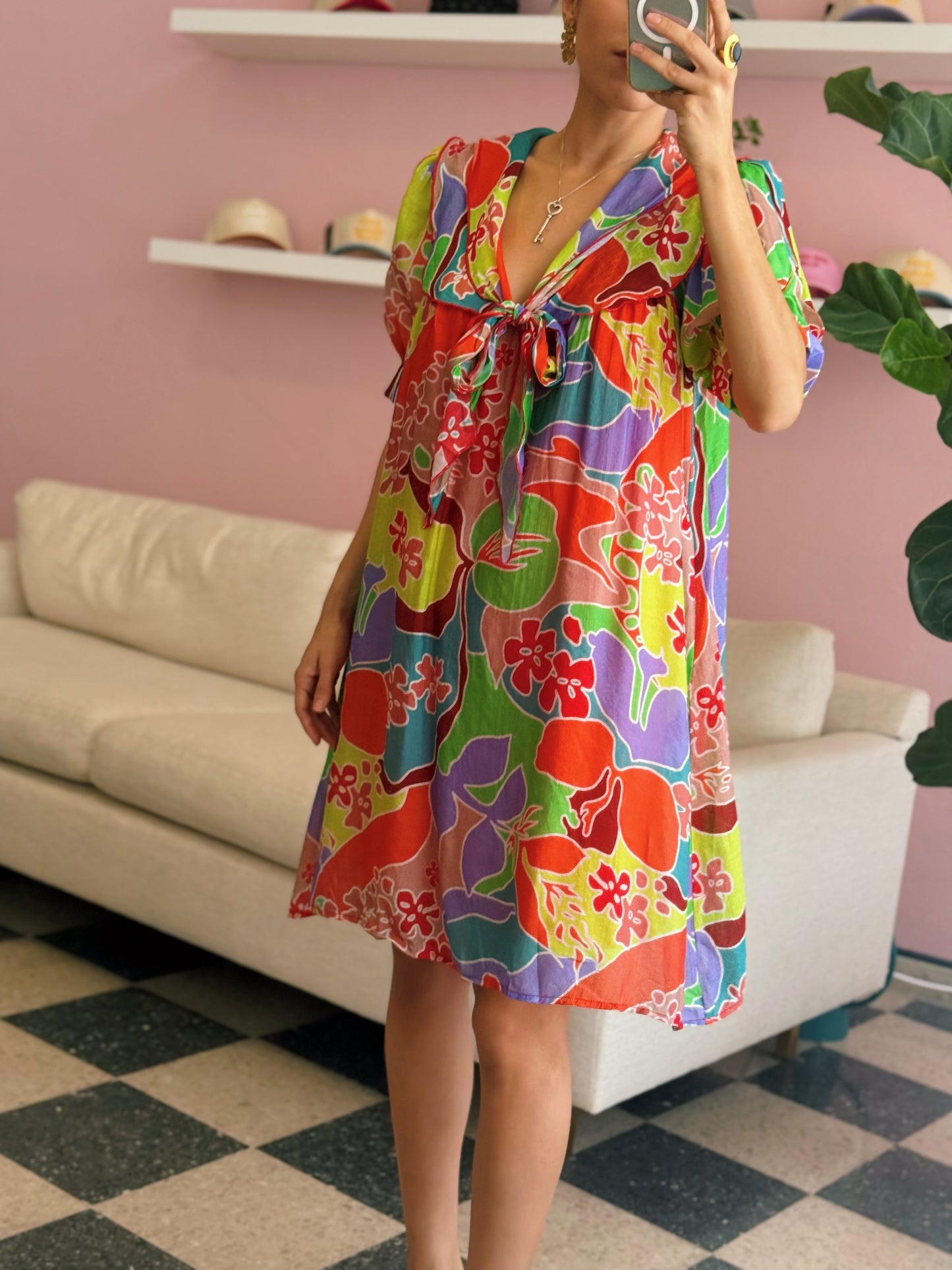 Bold Floral Print Dress