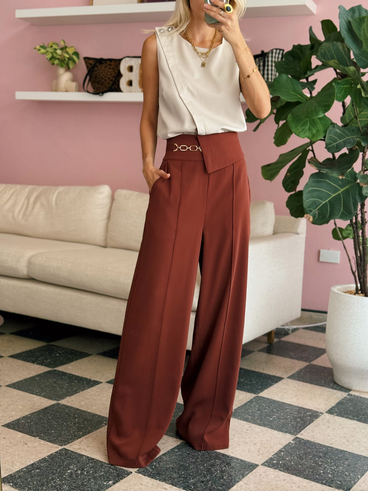 Brick Wide Leg Pants