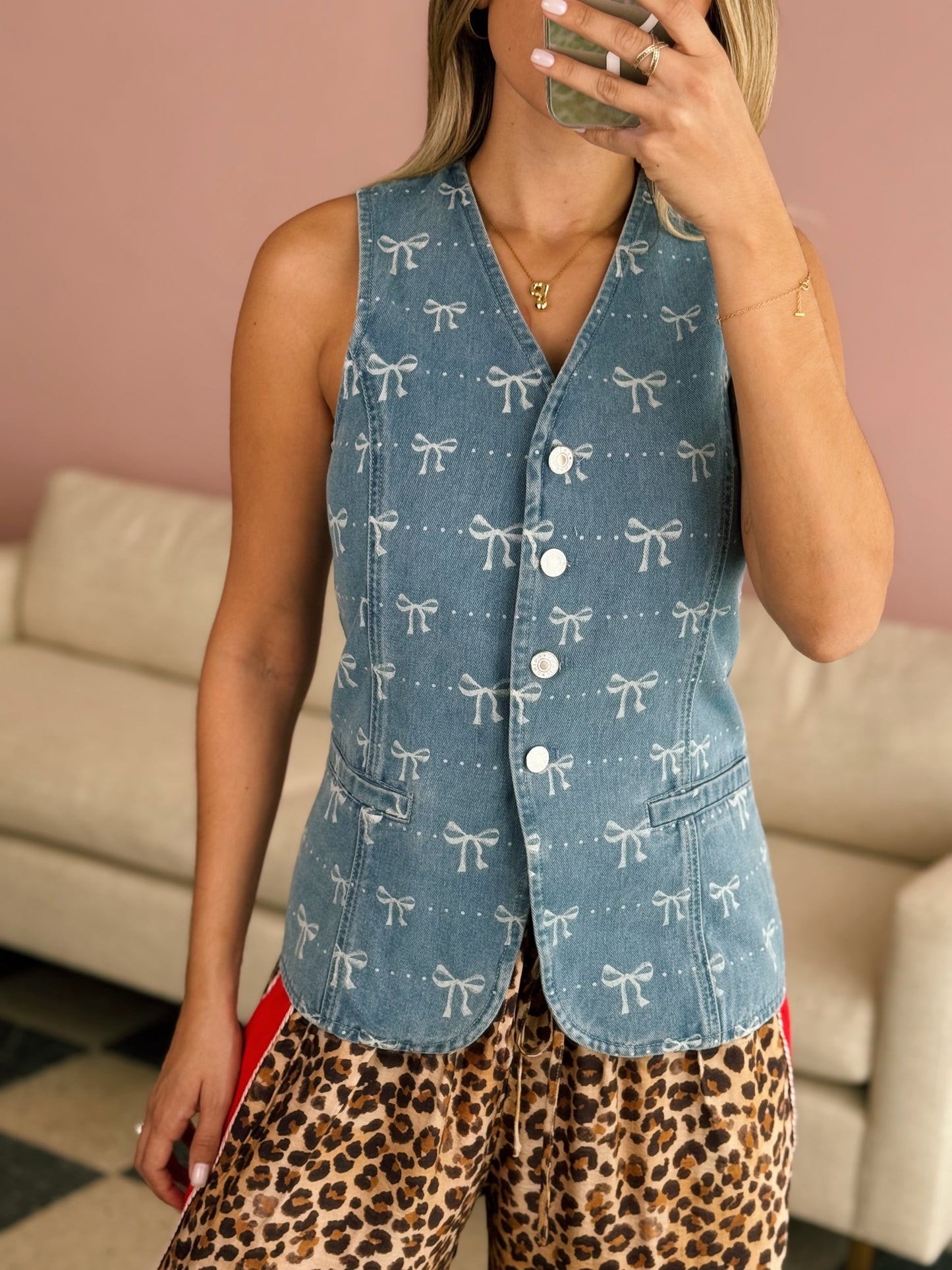 Denim Bows Vest
