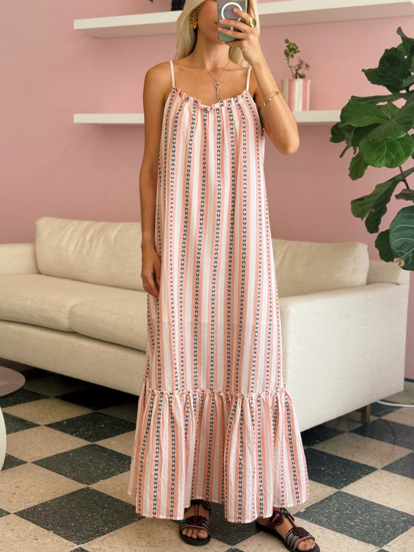 White Peach Maxi Dress