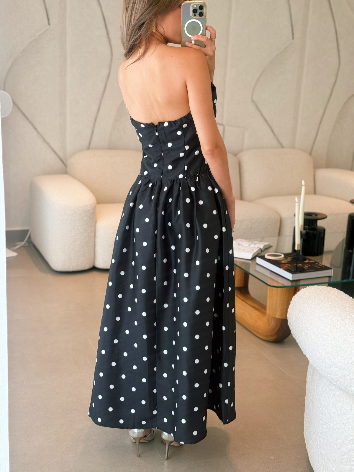 Polka Dot Corset Midi Dress