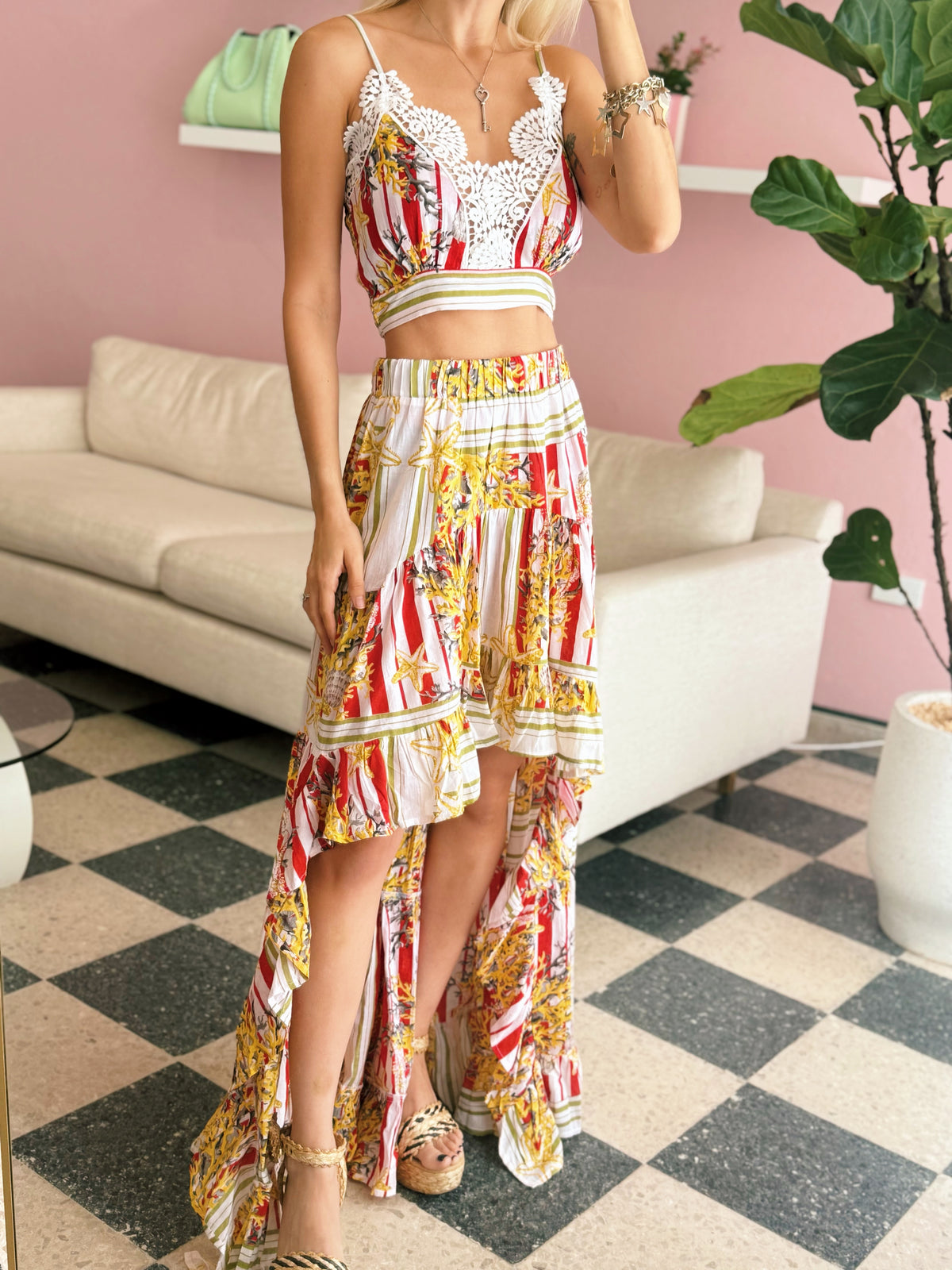 High Low Skirt Set