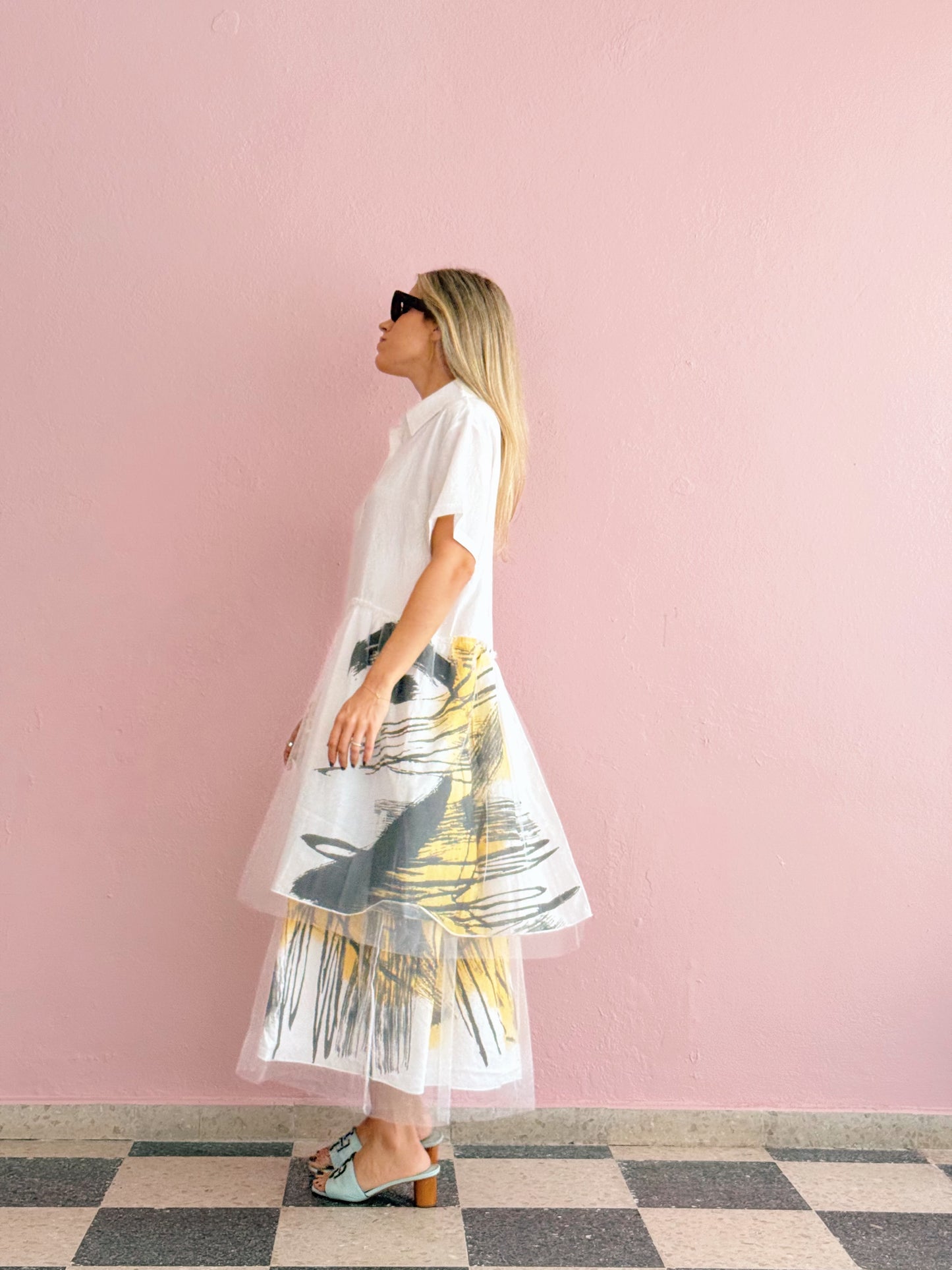 White Tunic Tule Dress