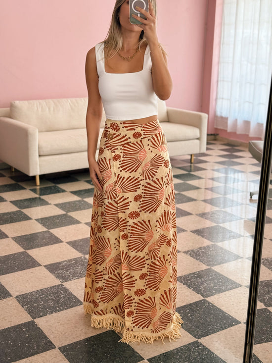 Sarong Midi Fringe Skirt - Made in Barcelona