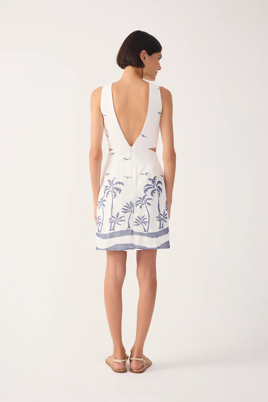 Off-White Embroidered Linen Mini Dress