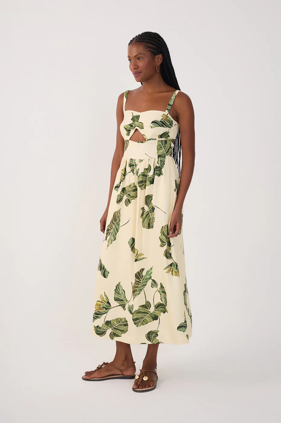 Folhar Cut-Out Linen Midi Dress - Dress To