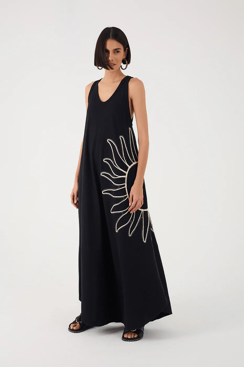 Embroidered Sun Maxi Dress-Made in Brazil