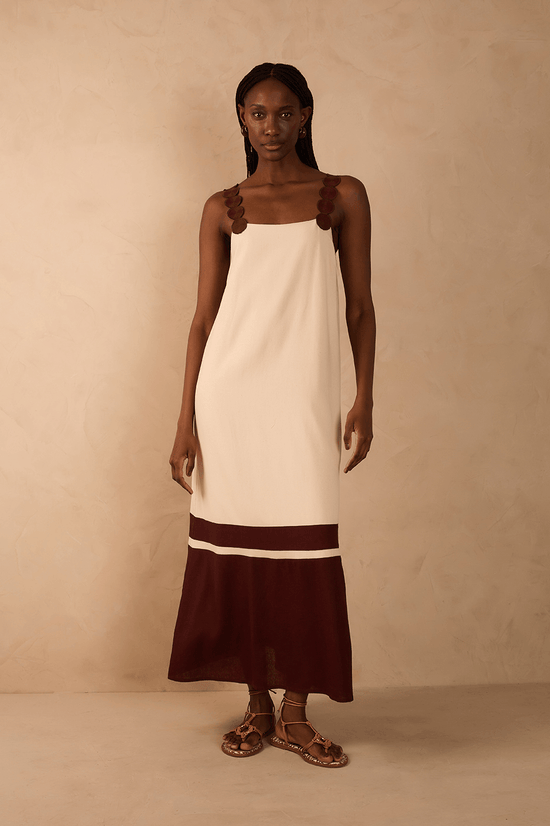 Midi Linen Dress With - Made in Brazil