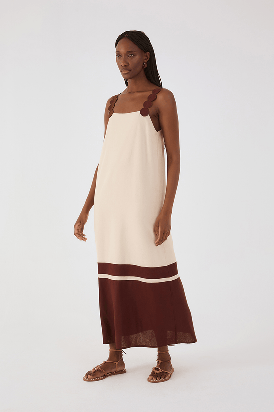 Midi Linen Dress With - Made in Brazil