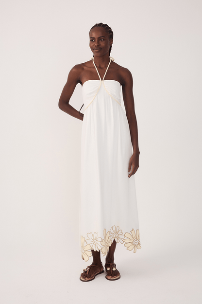 Linen Embroidered Dress - Dress To
