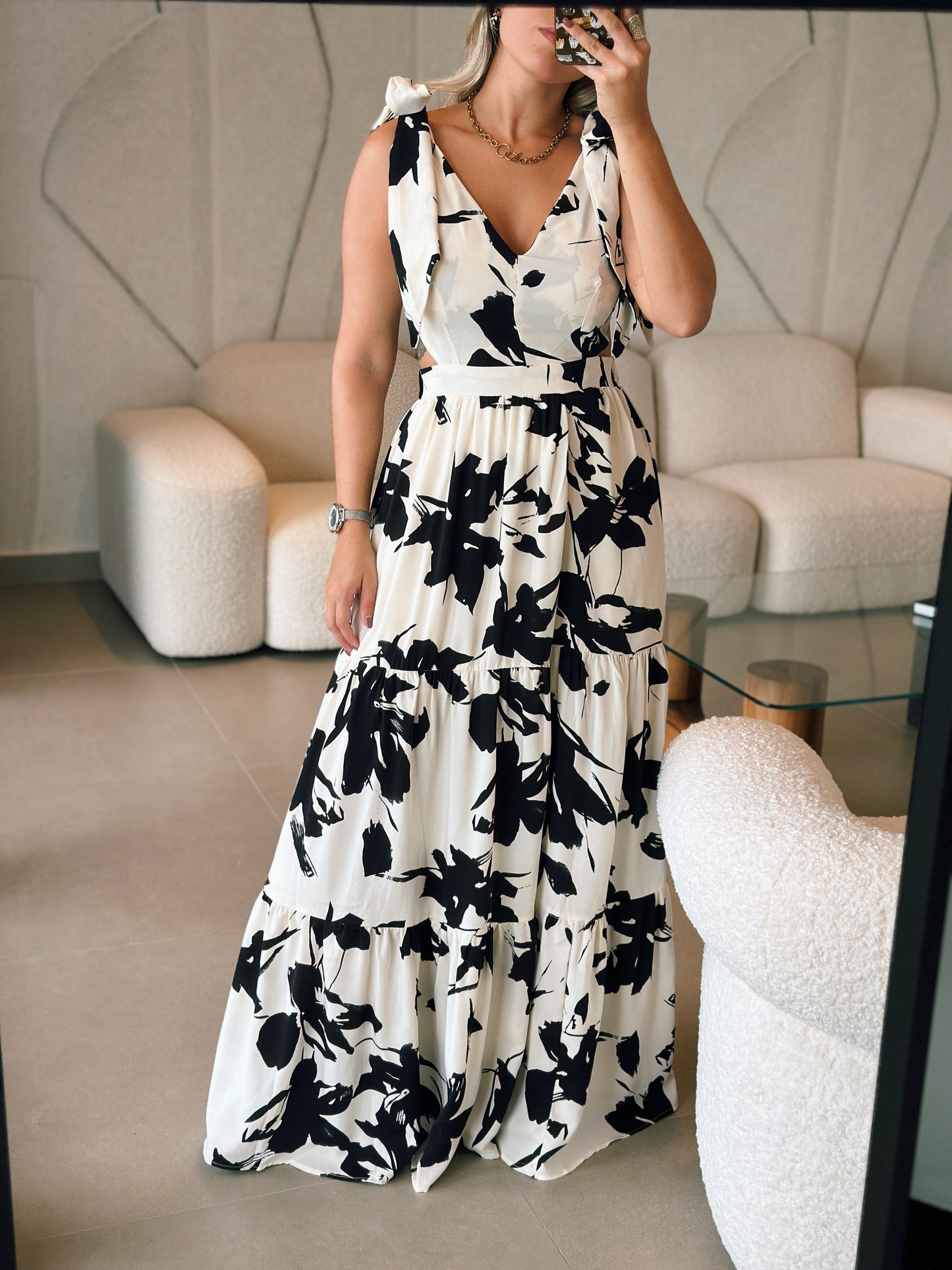 Floral Tie Back Maxi Dress