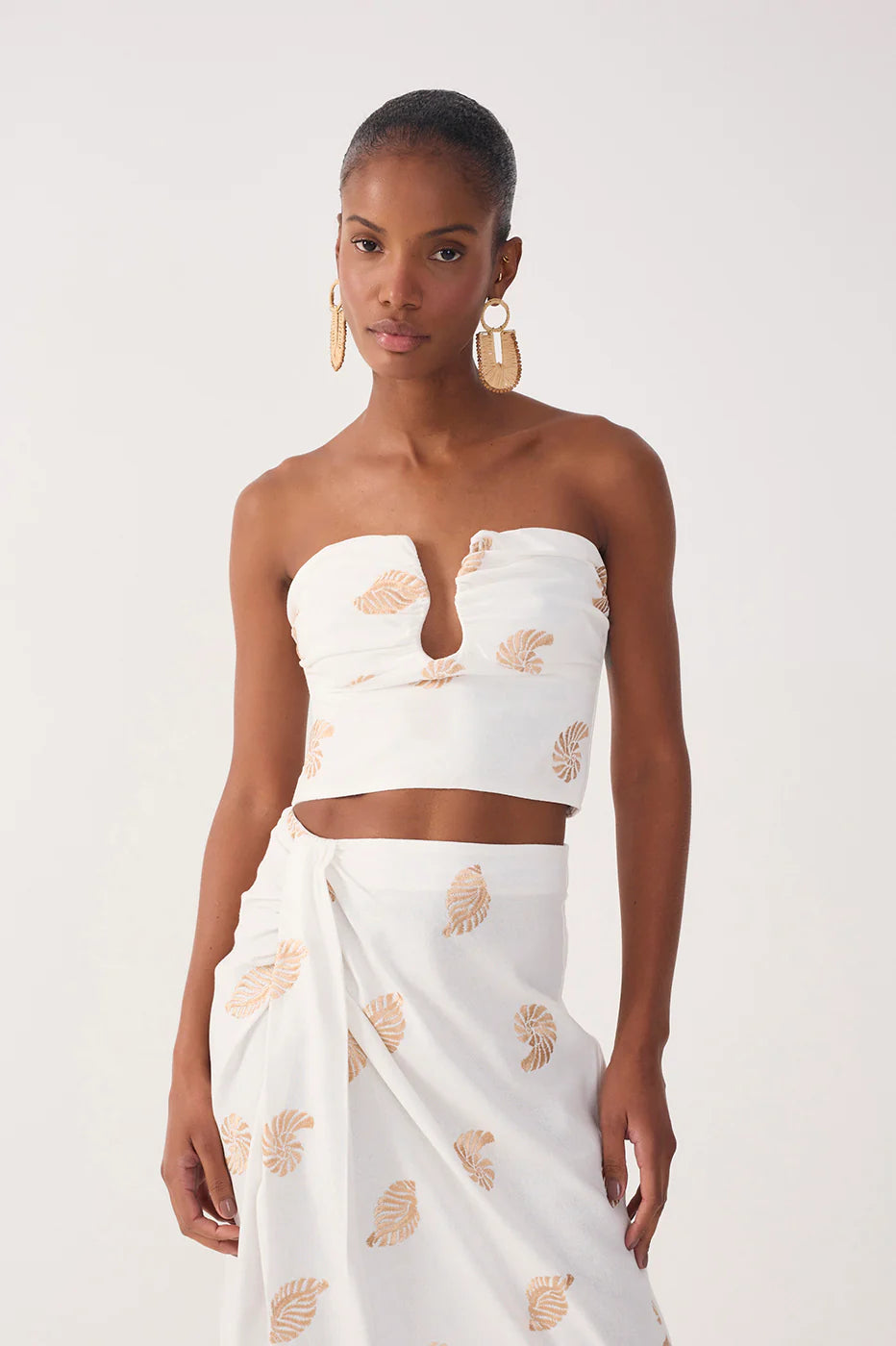 Off-White Embroidered Shell Lurex Linen Blouse