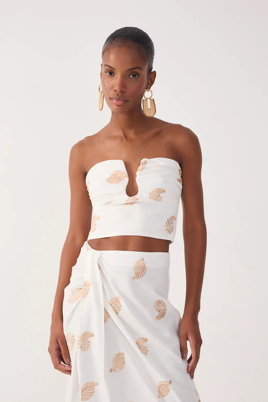 Off-White Embroidered Shell Lurex Linen Blouse