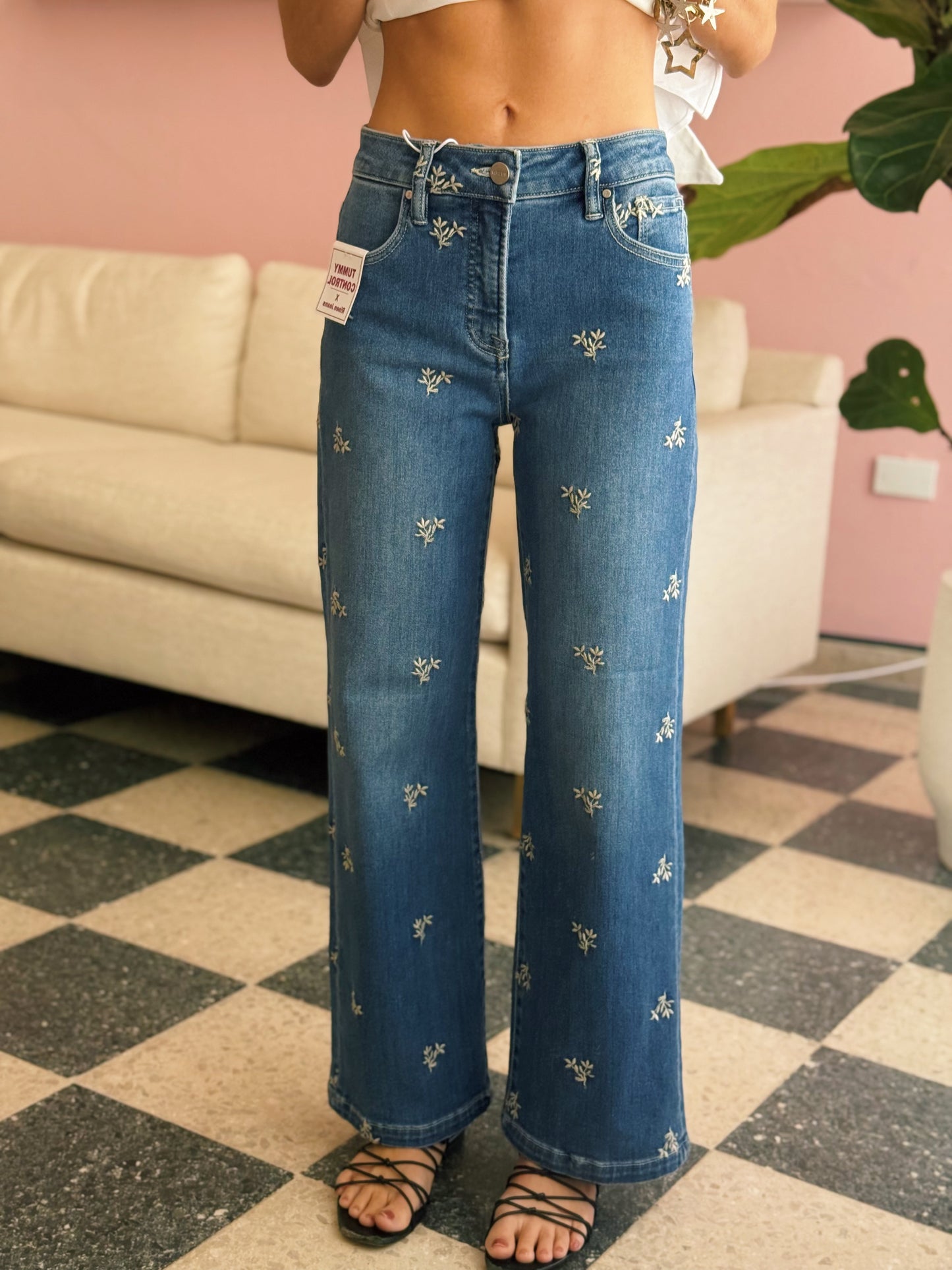 Embroidered Floral Jeans