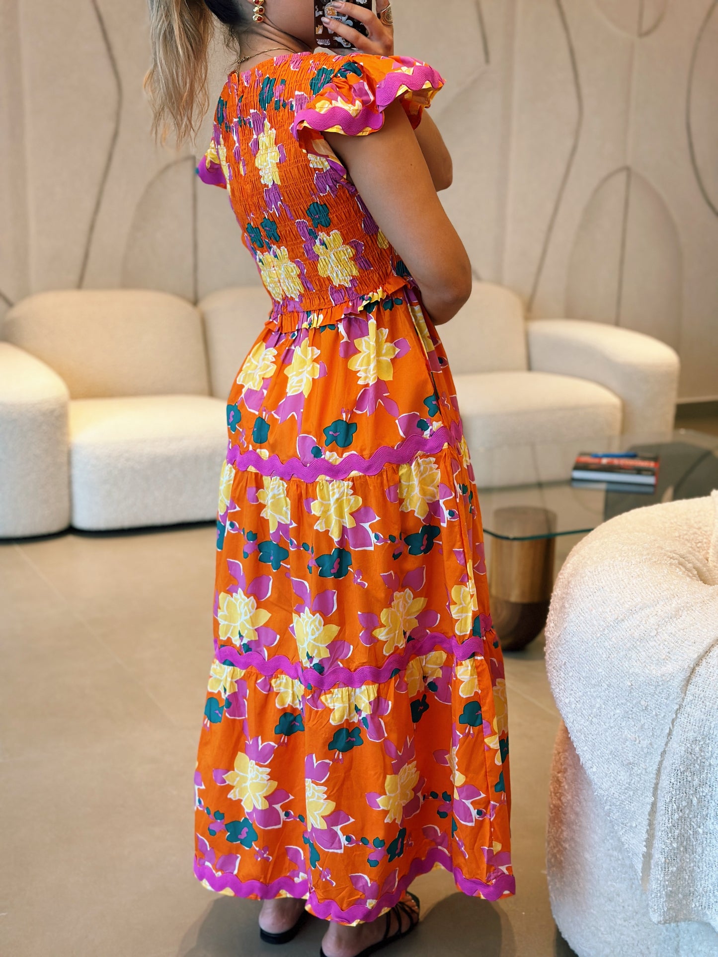 Bold Floral Midi Dress