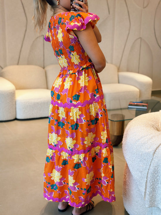 Bold Floral Midi Dress