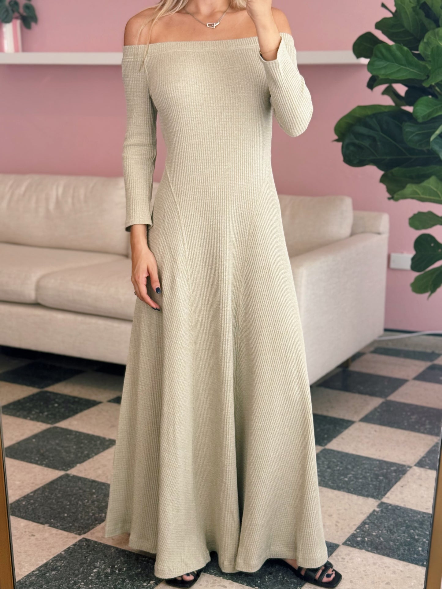 Moss Off Shoulder Dress