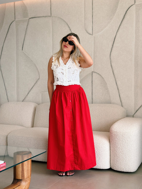 Red Midi Skirt