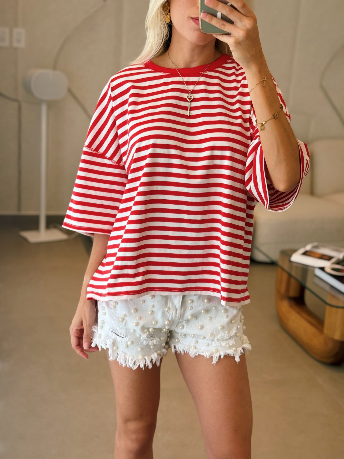 Red Stripe Oversized Tee