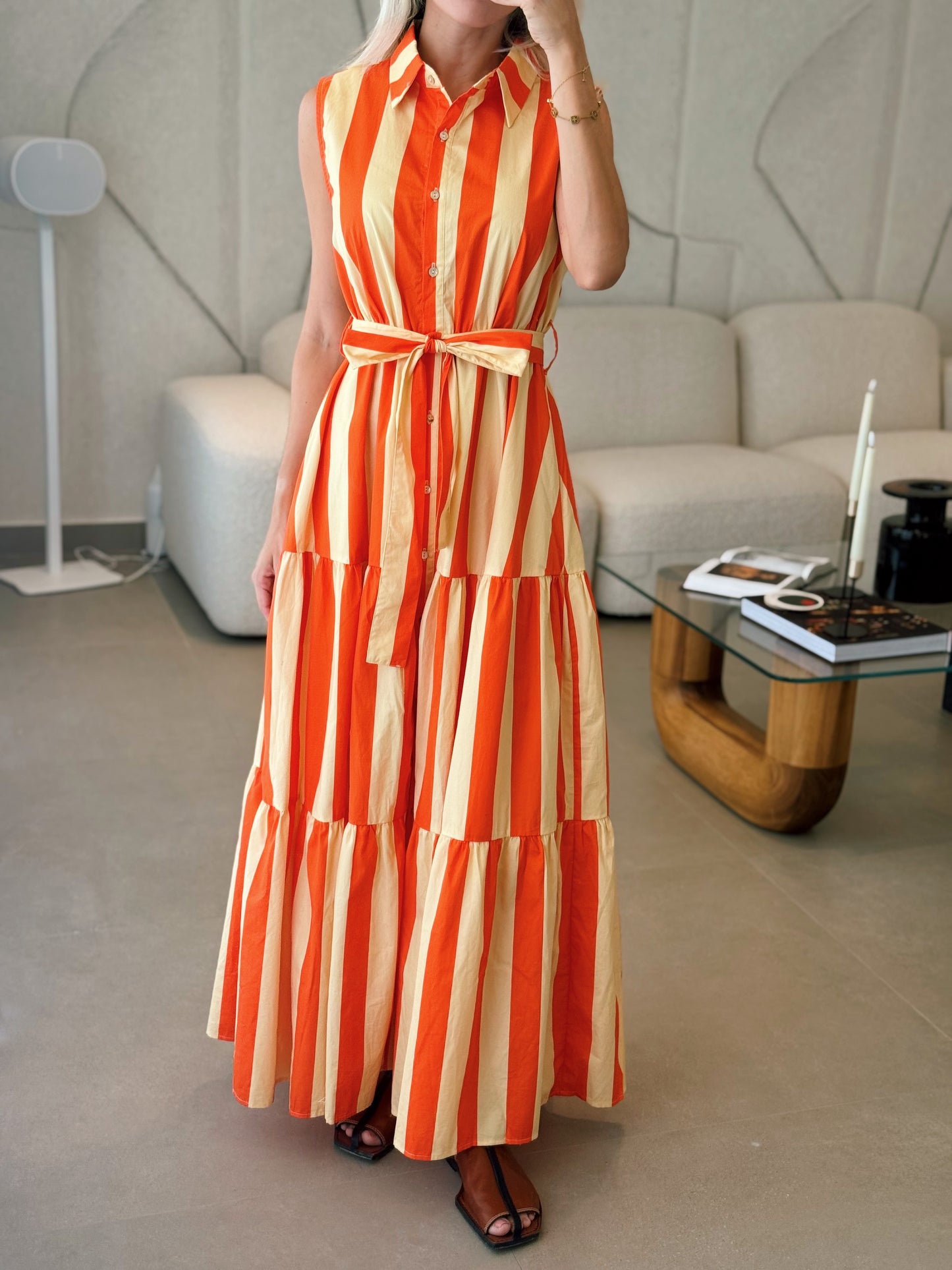 Yellow Orange Maxi Stripe Dress