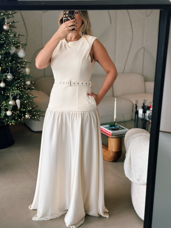 White Belted Maxi Dress