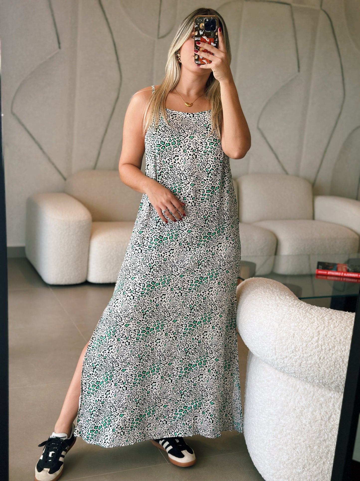 PRE ORDER (final sale/read description) Green Animal Print Maxi