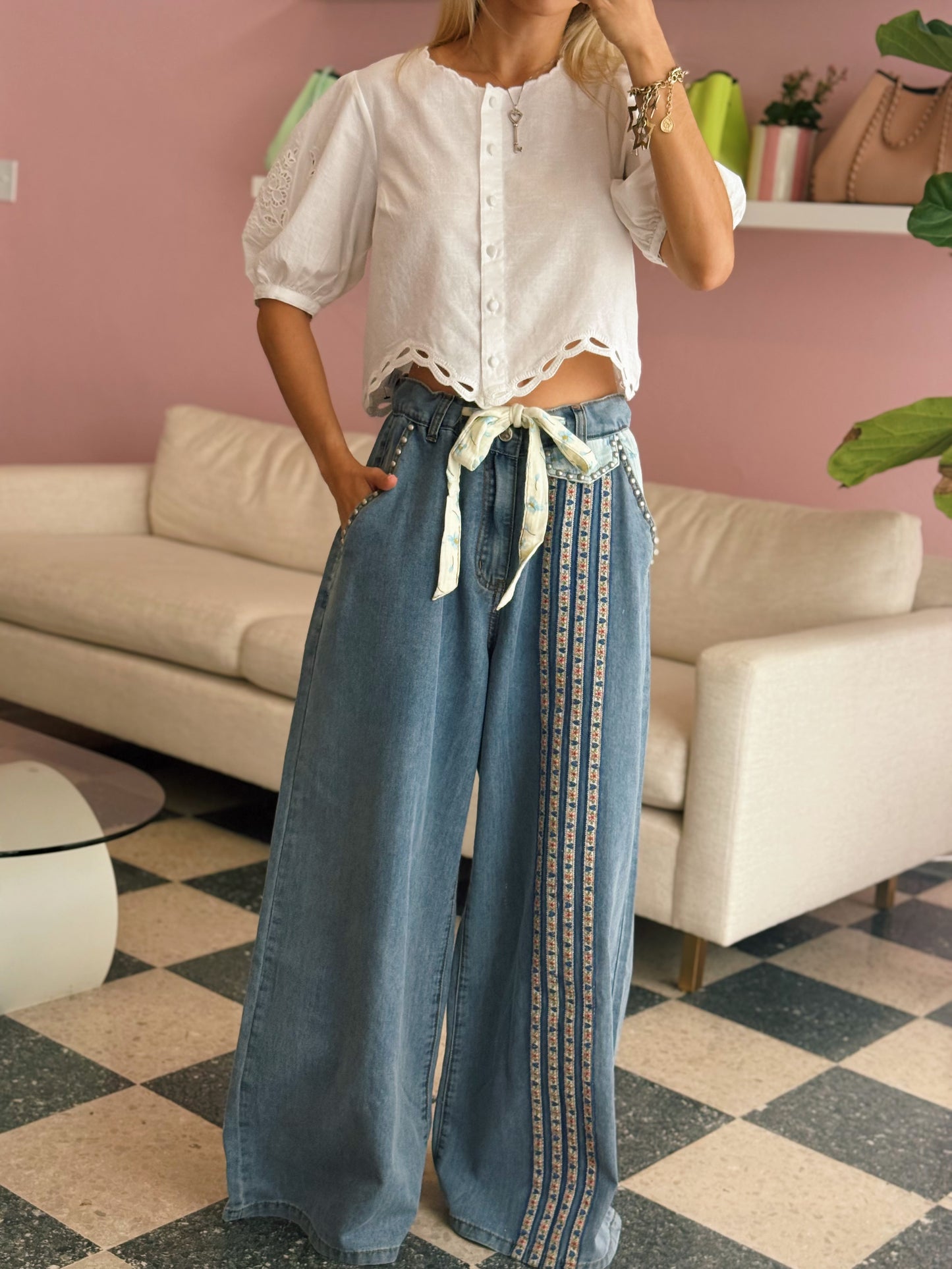 Blue Boho Pants