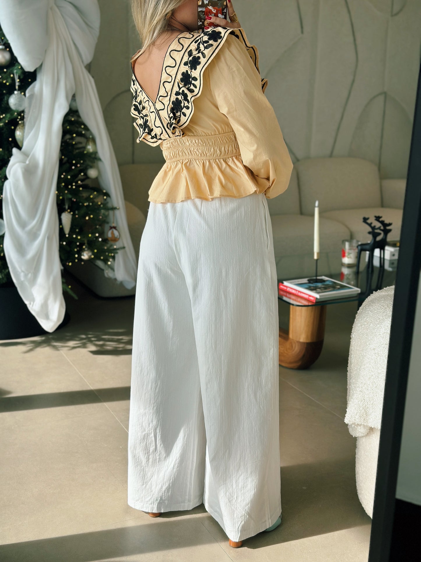 Cream Embroidered Top