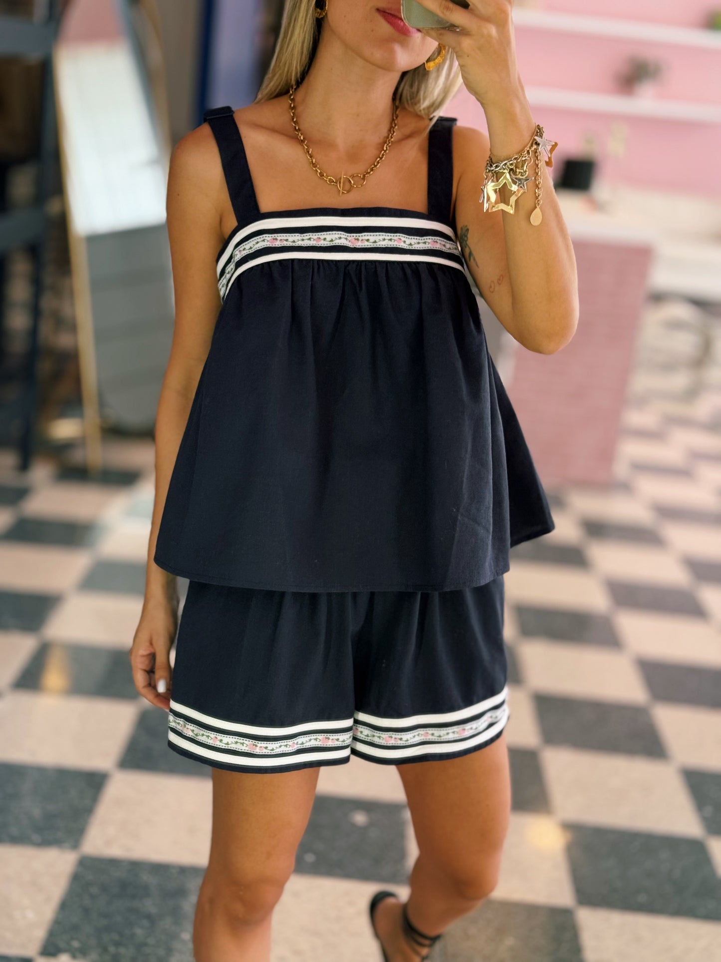 Navy Short Set