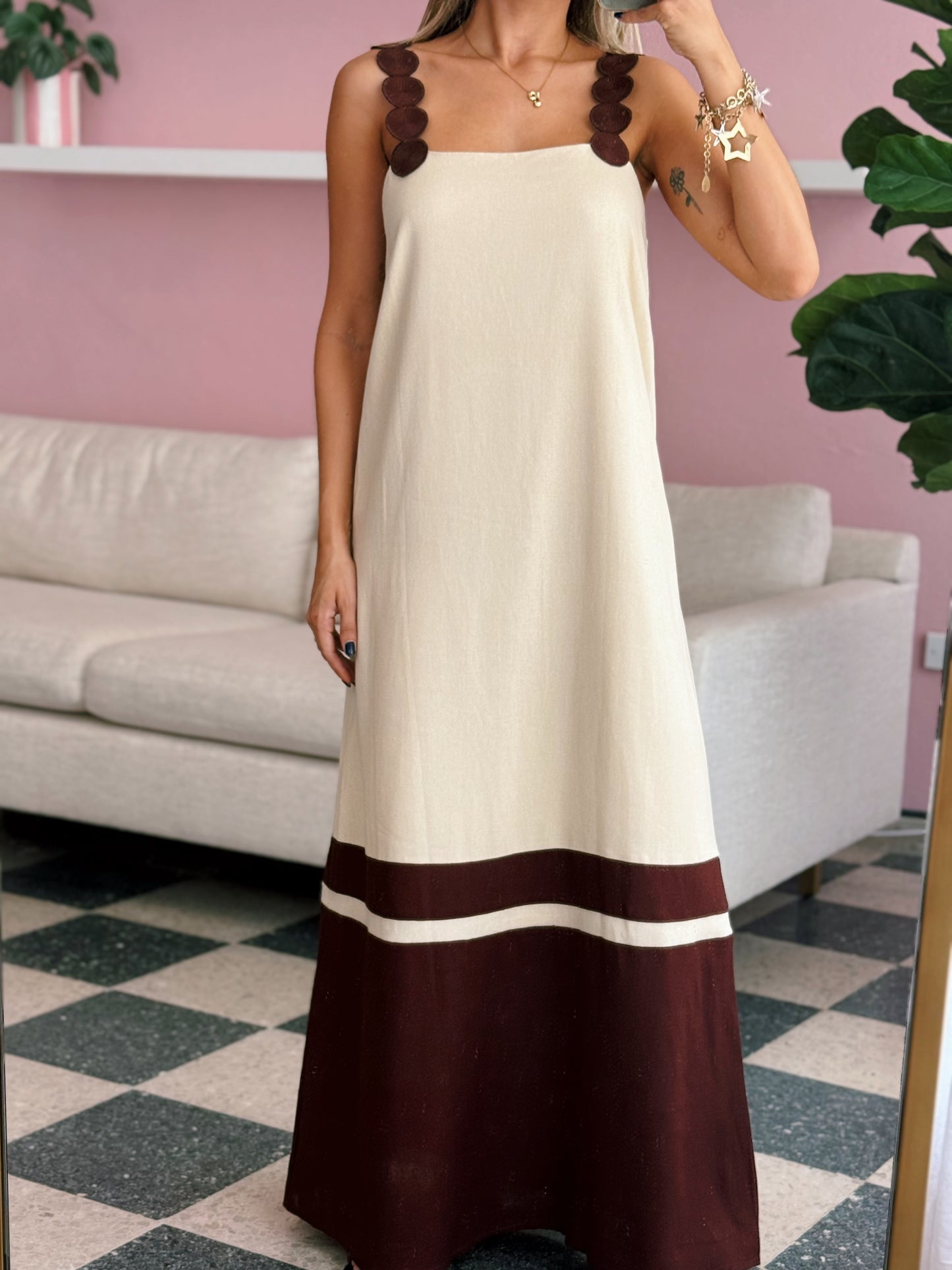 Midi Linen Dress With - Made in Brazil
