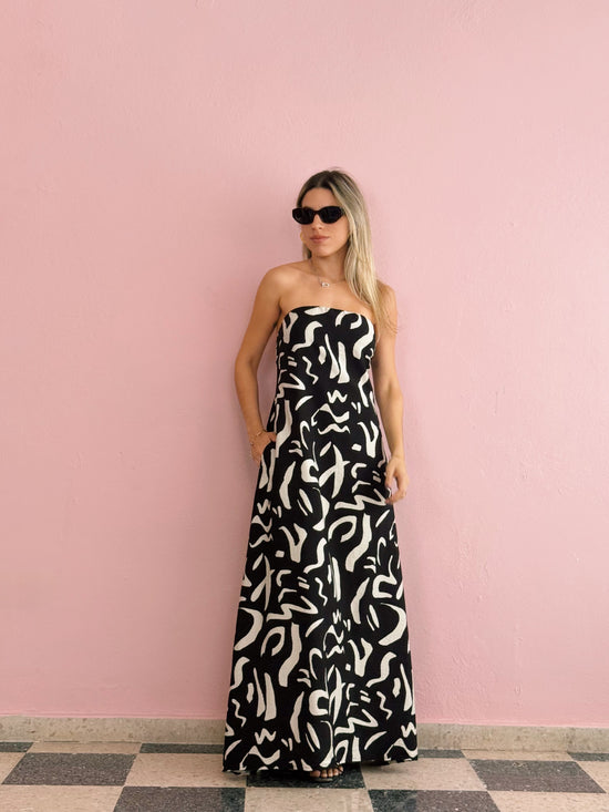 Strapless Abstract Maxi Dress
