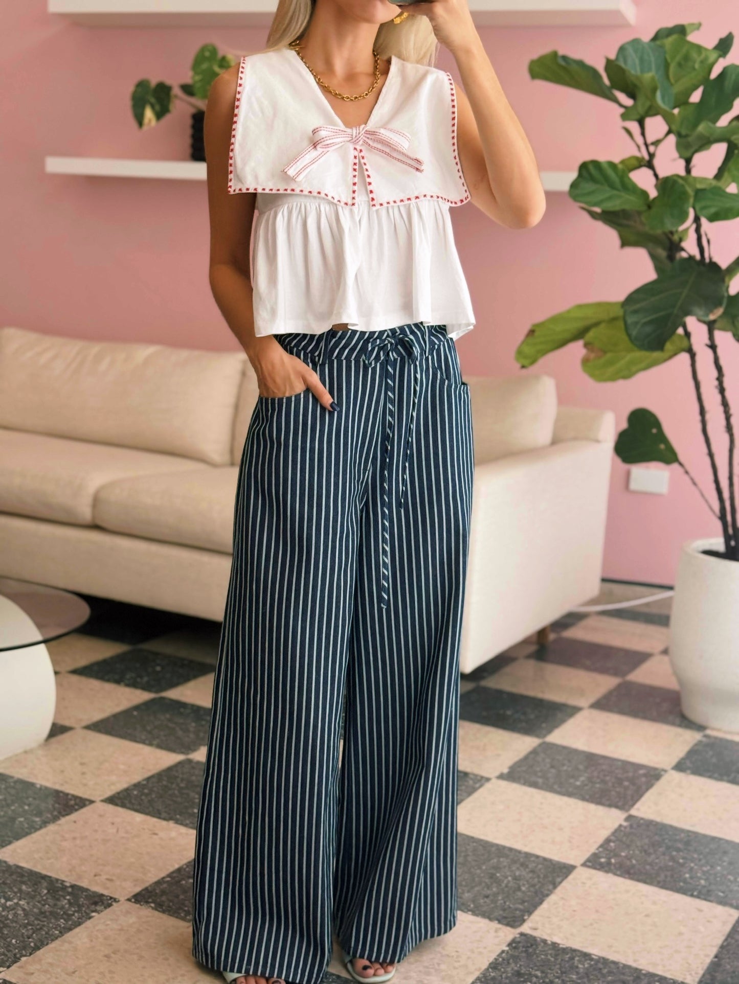 Sailor Collar White Top