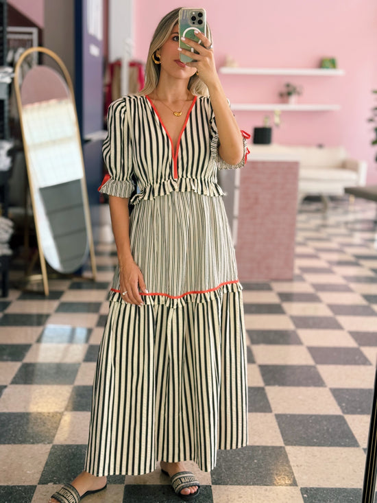 Striped Dress With Hot Pink Accents