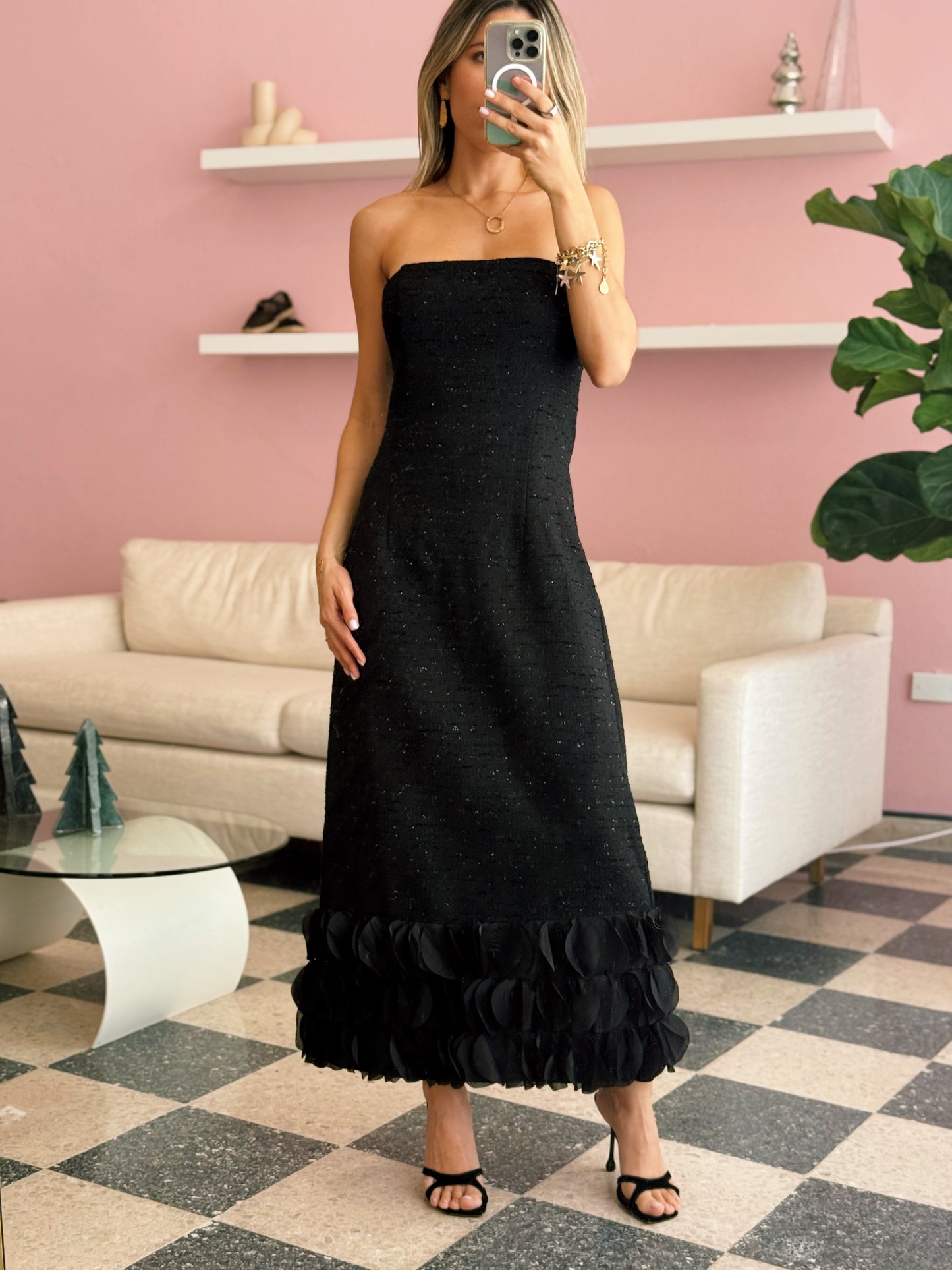 Tweed Black Midi Dress