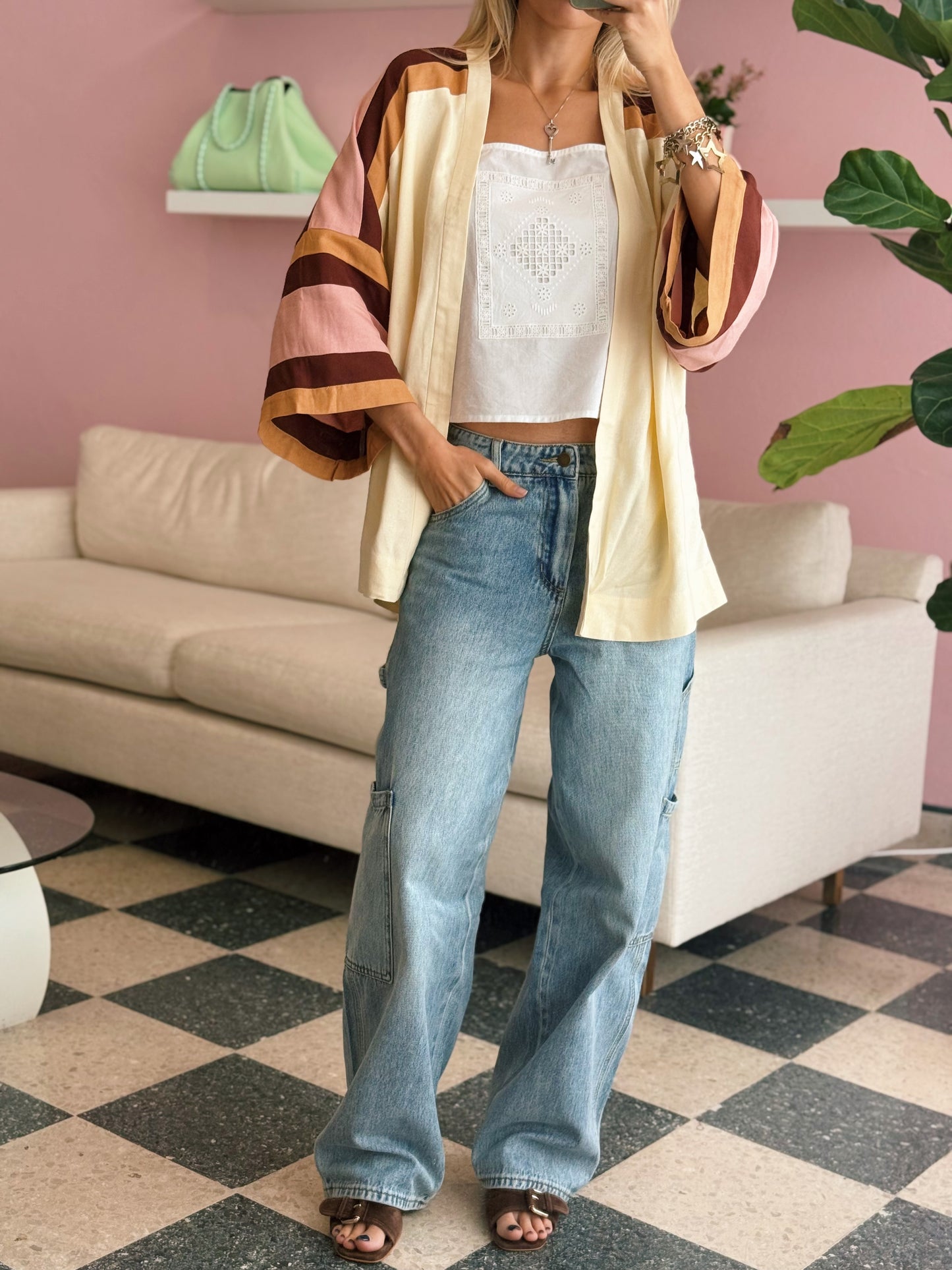 Embroidered Linen Kimono - Dress To