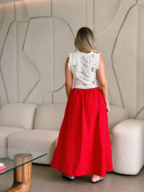 Red Midi Skirt