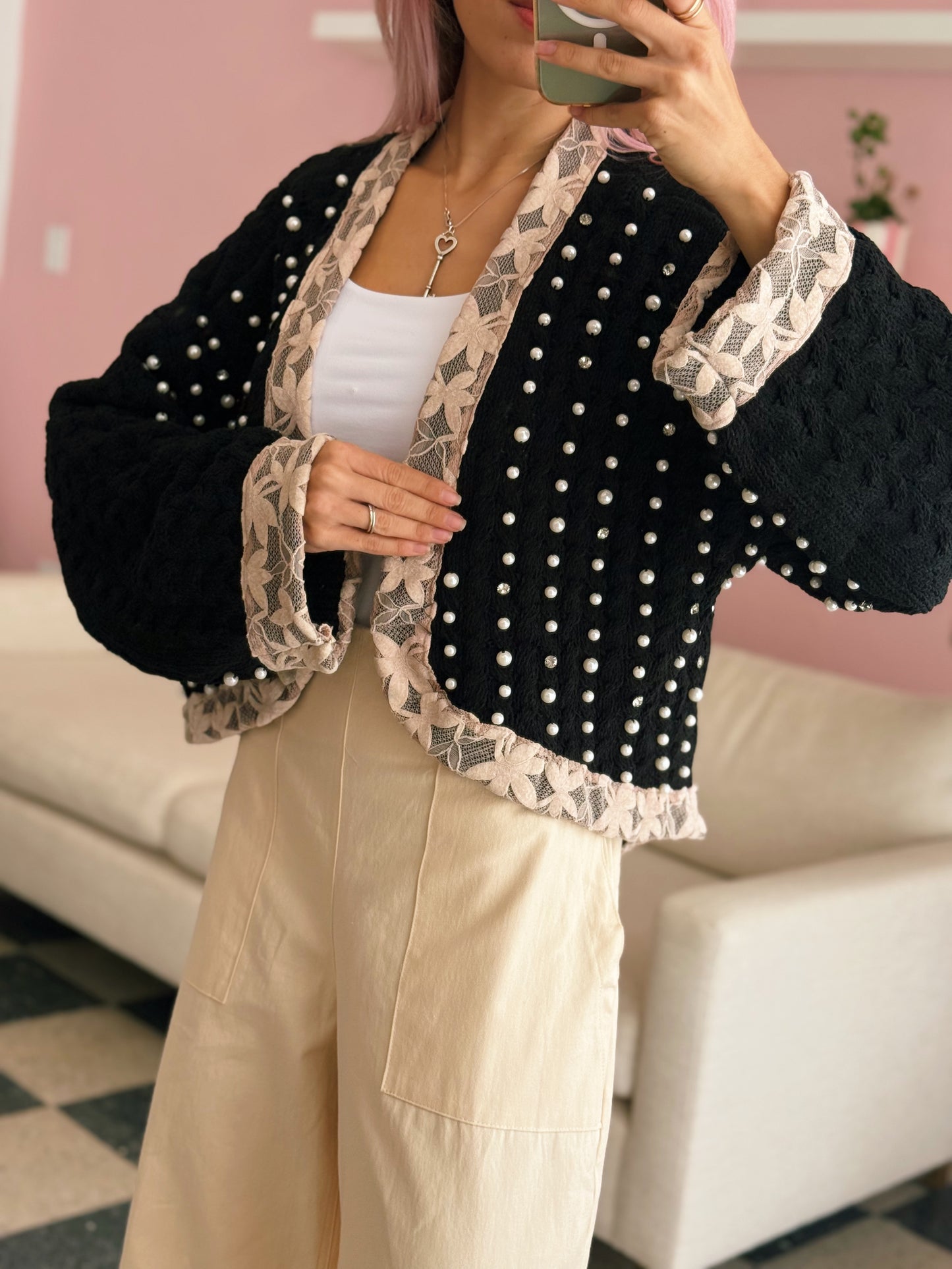 Pearl & Rhinestone Cardigan