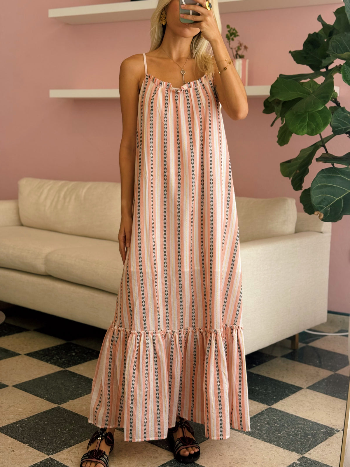 White Peach Maxi Dress