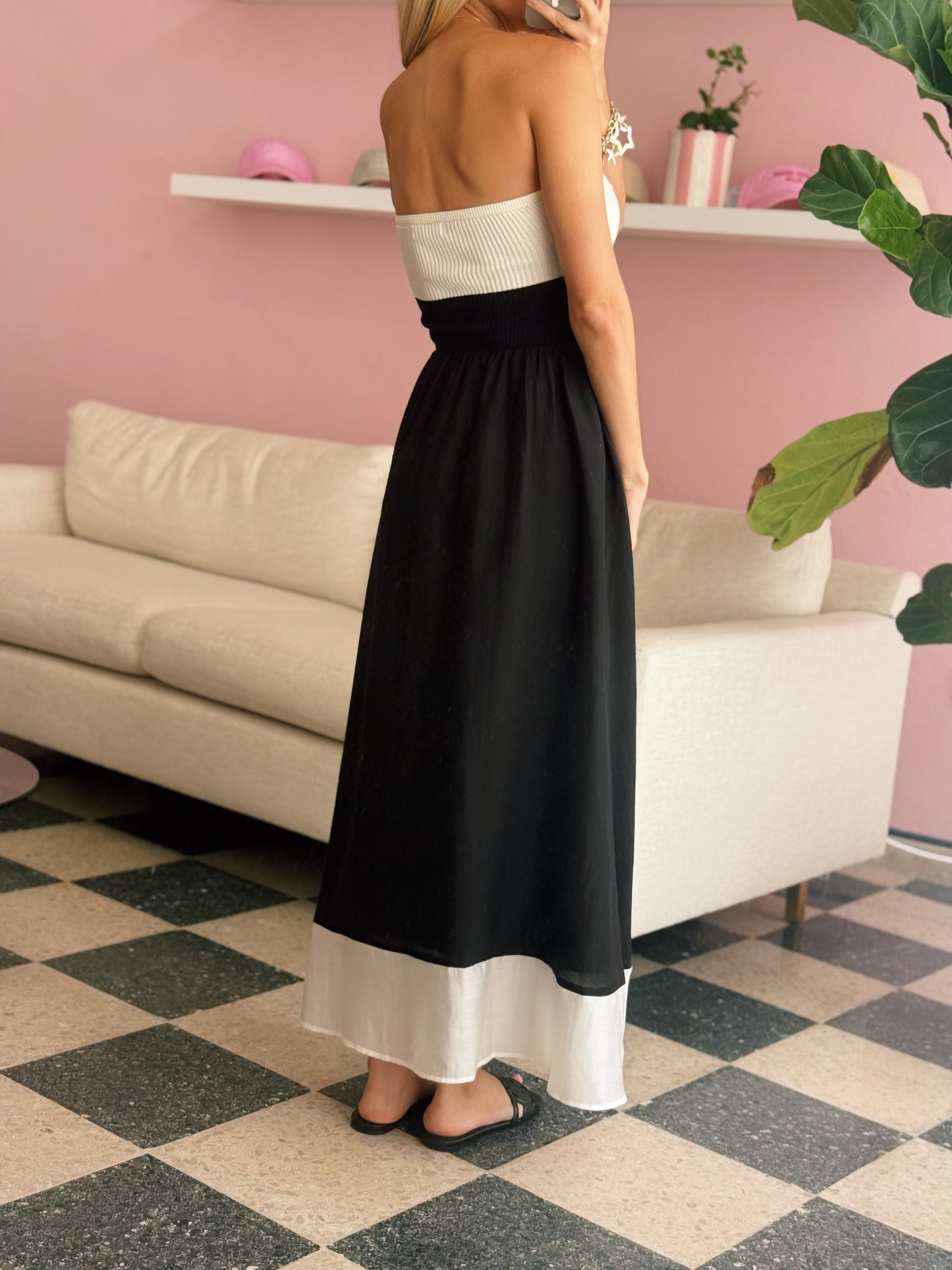 Black & White Strapless Madi Dress
