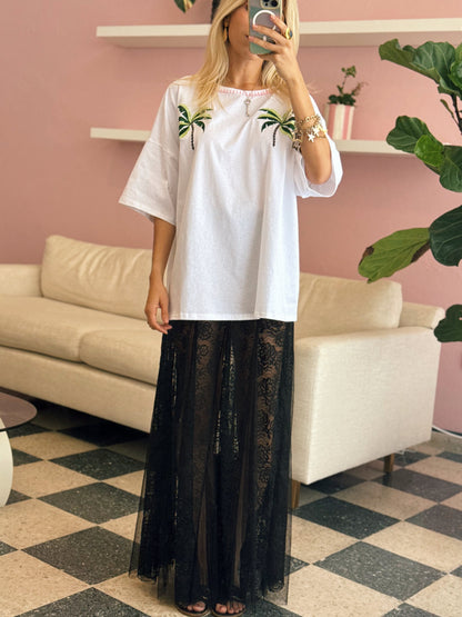Oversized Embroidered Palm Shirt