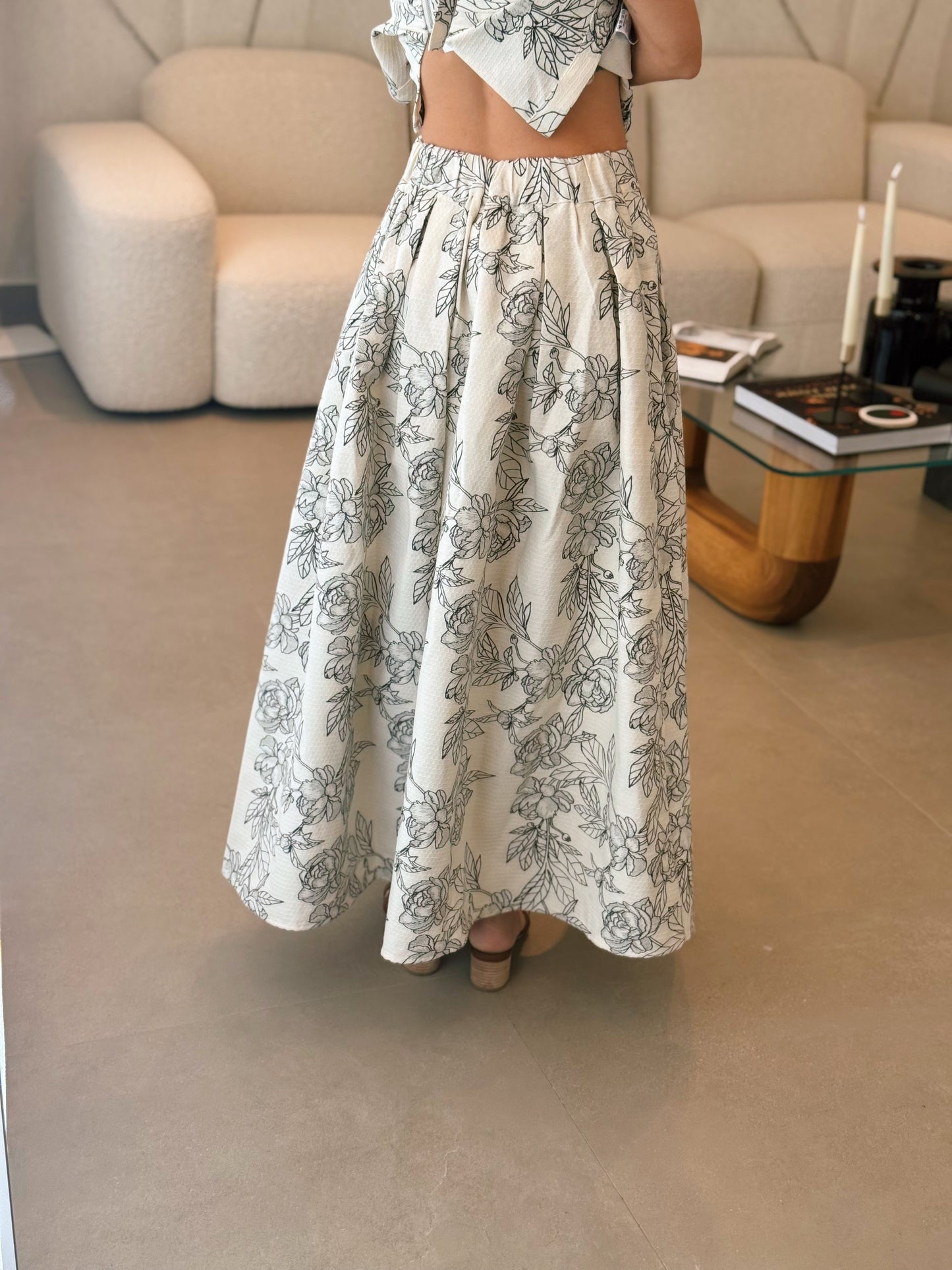 Jacquard Peplum Top & Skirt Set