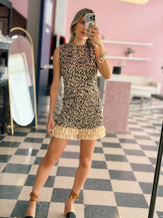 Leopard Satin Short Set