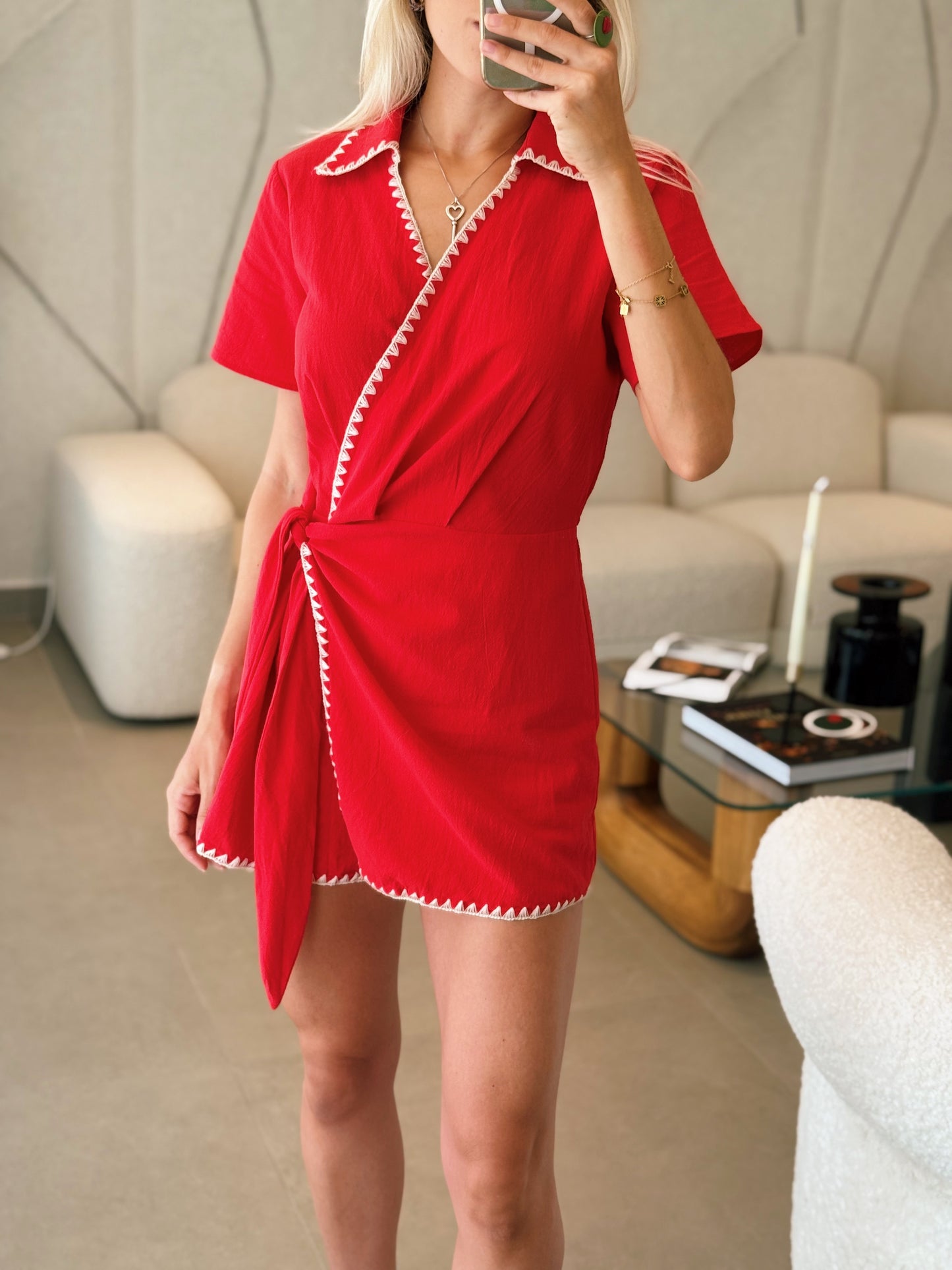 Red Surplice Romper