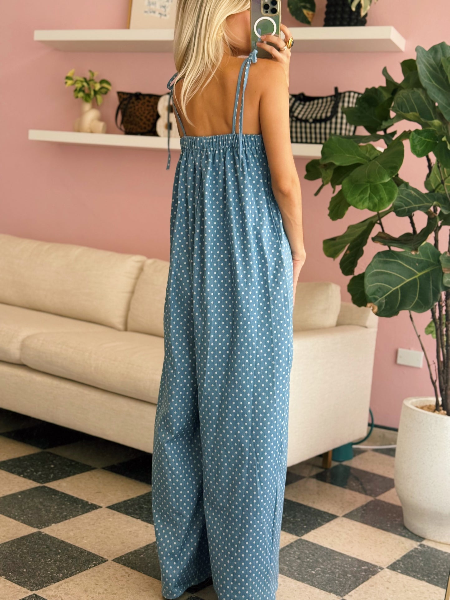 Polka Dot Wide Leg Jumpsuit