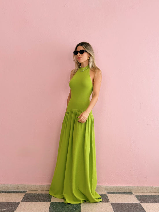 Green Halter Maxi Dress