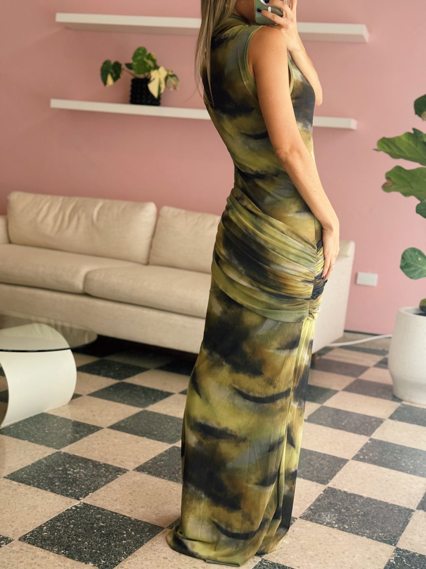 Hot Nights Mesh Cowl Dress