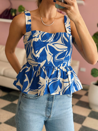 Blue Open Back Top