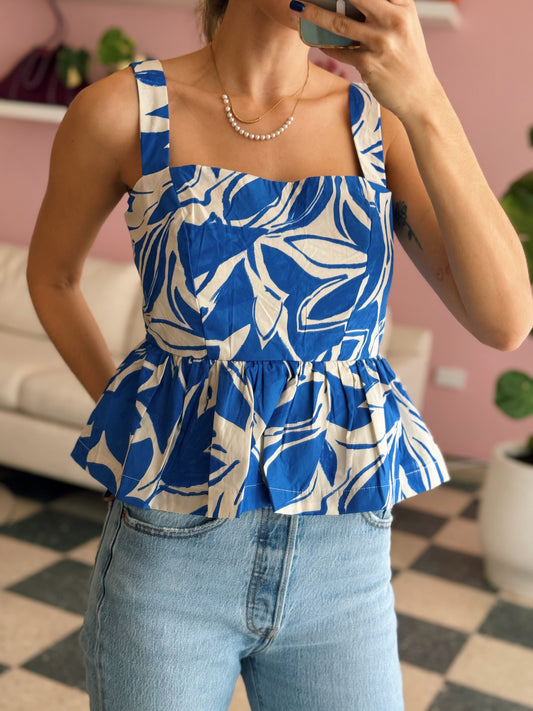 Blue Open Back Top