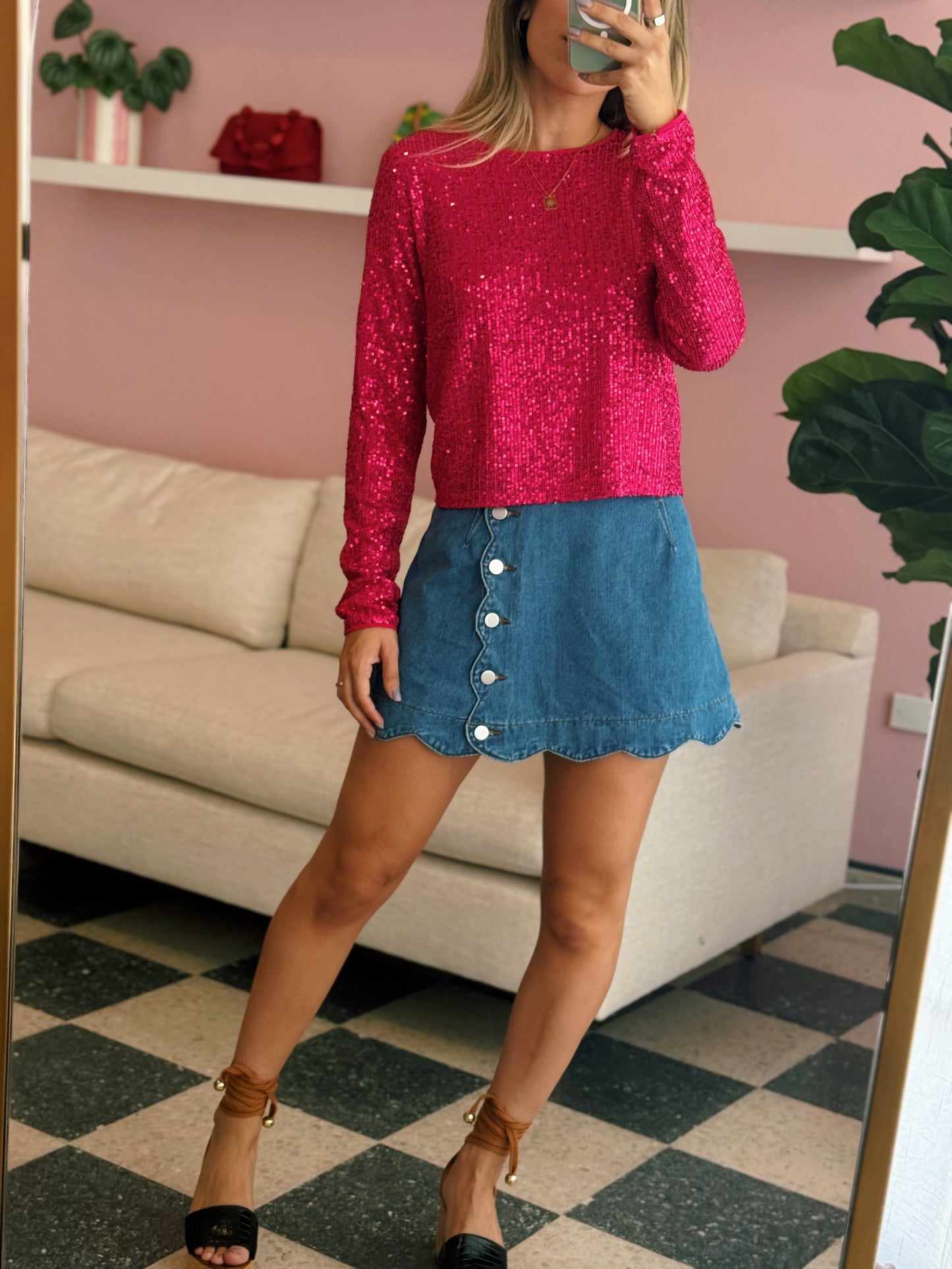 Pink Sequin Top