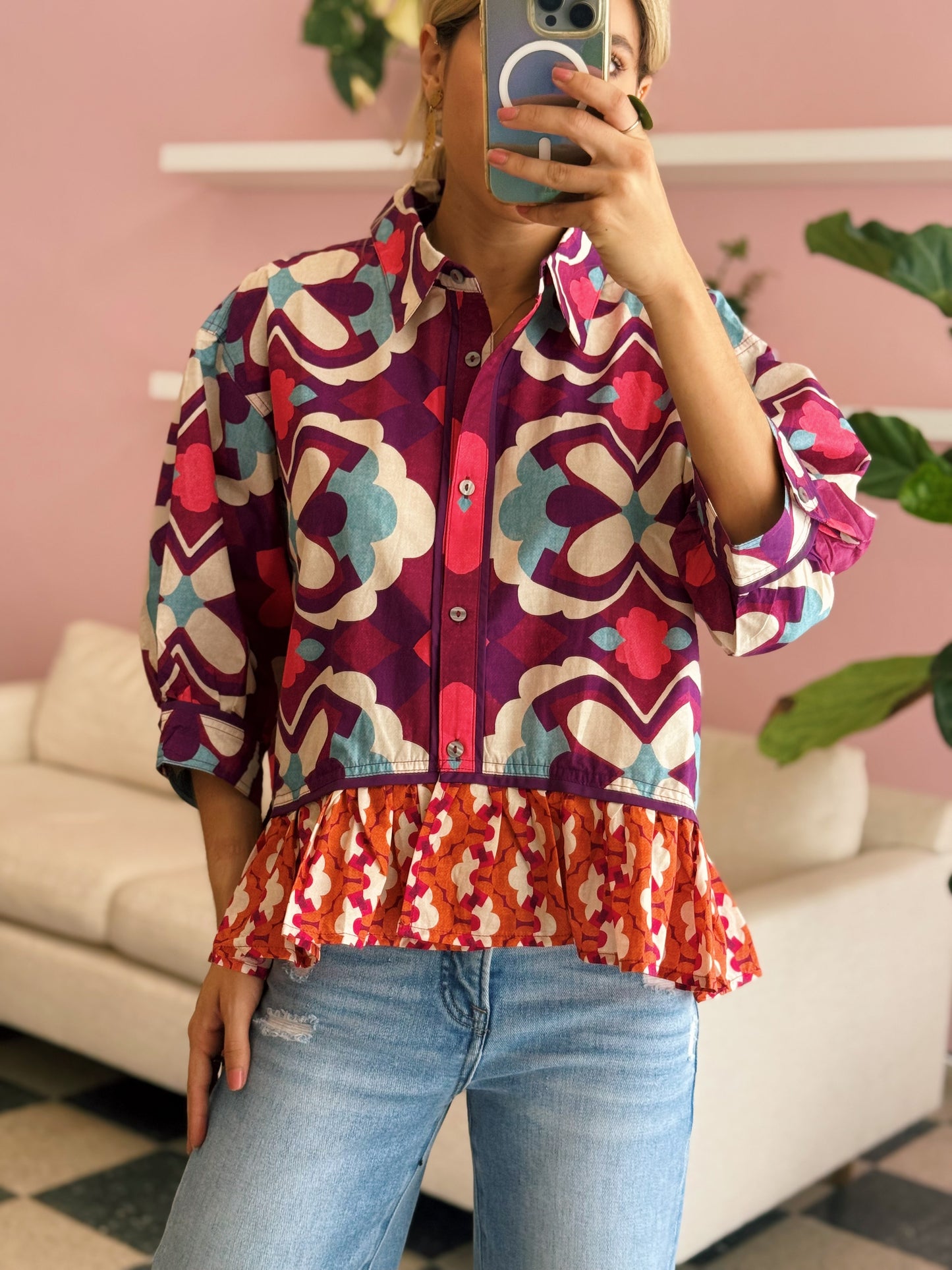 Plum Abstract Blouse
